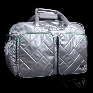 Lug Drifter Quilted Silver Tote Bag With Double Zipper Closure & Multi-Pockets